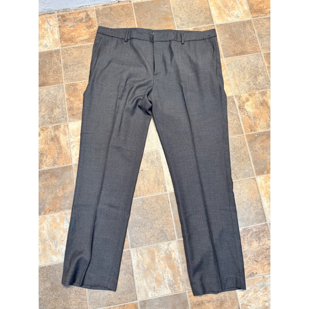 Kenneth Cole Reaction Mens 38x32 Gray Flat Front Straight Leg Dress Pant Trouser